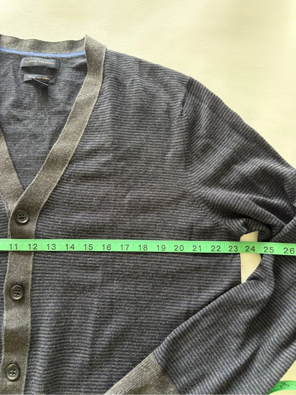 Banana Republic Merino Wool Cardigan Striped XL Preppy Casual Hipster Grandpa